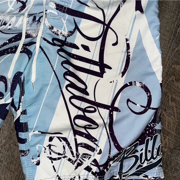 Vintage Y2K Billabong Board Shorts Mens 36 Swim Surf Blue White Embroidered Logo - Picture 3 of 9